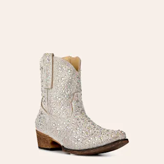 Silver Rhinestone Snip Toe Cowboy Booties